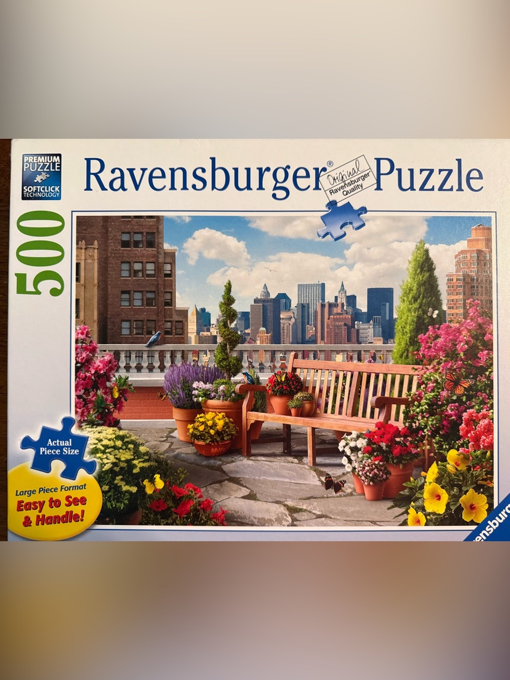 Ravensburger 500 piece Rooftop Garden” with Bright Floral Pots